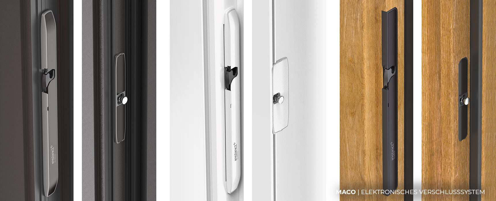 Unterschiedliche Varianten der vollelektronischen Türverriegelung "INSTINCT by MACO"