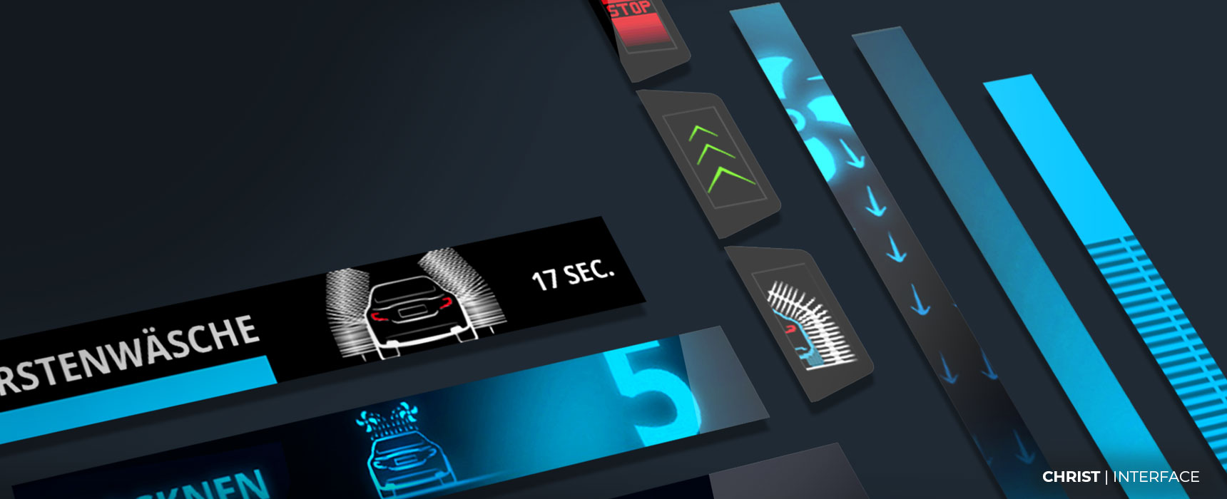 Visualisierungen der Anzeigen von Christ-Autowaschanlagen