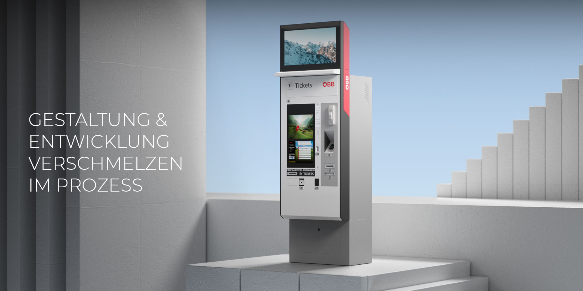 Rendering des ÖBB-Ticketautomaten: Gestaltung & Entwicklung verschmelzen im Prozess